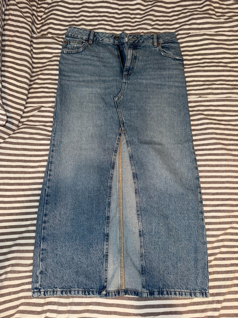 Denim maxi skirt
